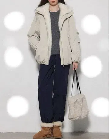 스탠드 카라 에코 다운 블루종 화이트 L