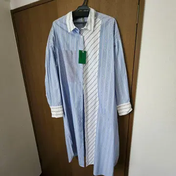 FRAPBOIS 플라보아 블루 계열 스트라이프 셔츠 원피스