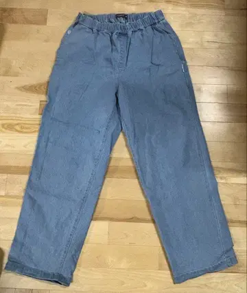 그레이 와이드 팬츠 허리밴딩