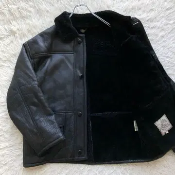 [레어 L 리얼 무스탕] 무스탕 자켓 코트 블랙 싸개 버튼 보아