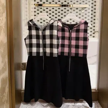 루미뇽 체크 미니 원피스 블랙 S 사이즈