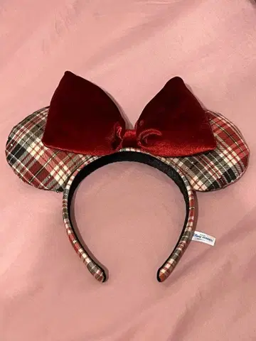 디즈니 머리띠 미니 체크 빨간색