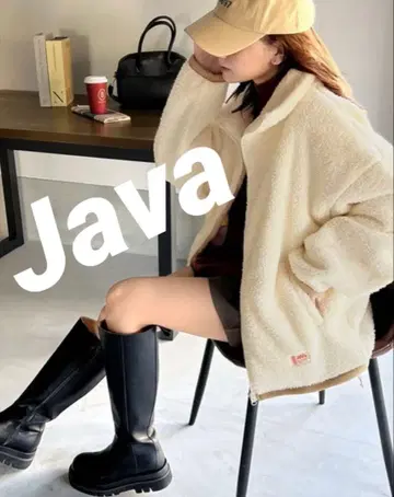 Java 플리스 자켓 크림색 프리 사이즈