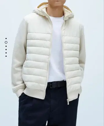 ZARA 콤비 퀼팅 자켓 후드 부착 화이트