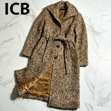 새상품급 ICB 롱 코트 벨트 트위드 알파카 기장 104cm [ 179