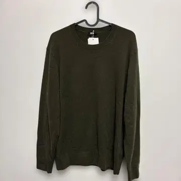 100% 캐시미어 크루넥 스웨터 올리브 그린