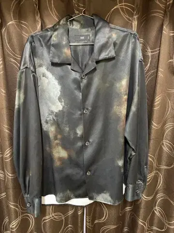 HARE 새틴 셔츠 아트 패턴 스모크 패턴 하레 셔츠 모드 스타일