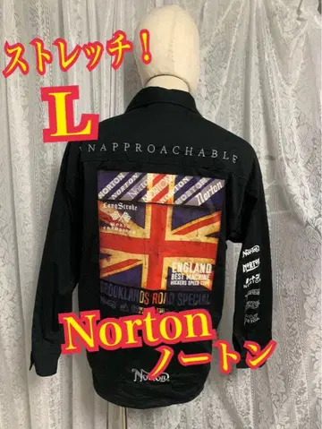 Norton 노튼 긴팔 셔츠 스트레치 바이커 자수 로고 L 사이즈