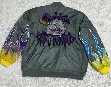 [컨디션 최상] GALFY 봄버 자켓 충전솜 파이어 패턴 자수 XL