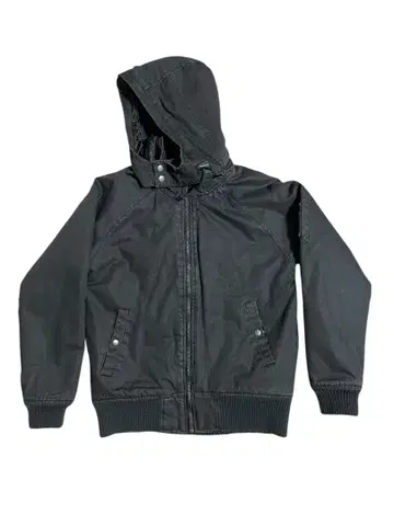 봄버 자켓 후드 부착 블랙 짧은 기장