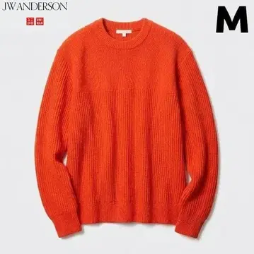 유니클로 JW 앤더슨 리브 크루넥 스웨터 오렌지 M 사이즈