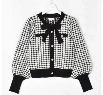 evelyn 하운드투스 체크 리본 니트