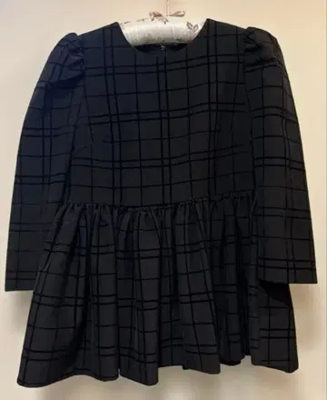 벌스데이 바쉬/긴팔 플로키 체크 무늬 블랙 튜닉/프리 사이즈