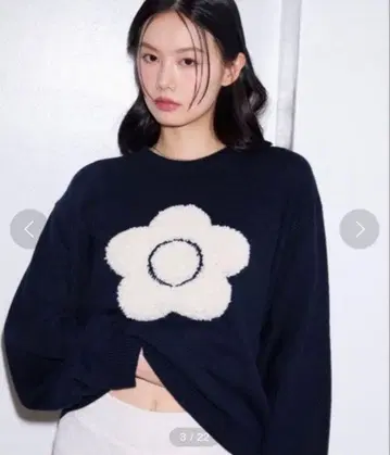 MARY QUANT x PUBLUX 플라워 모티브 아트 자카드 니트