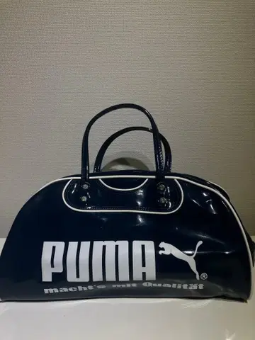 [ 80s puma ] 보스턴 백 에나멜 네이비 vintage 대용량