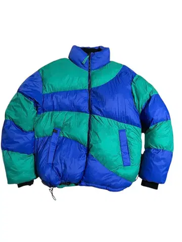 그린 블루 다운 자켓 사이키델릭
