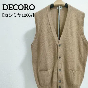 데코 캐시미어 100% V넥 니트 베스트 베이지 비즈니스 오피스