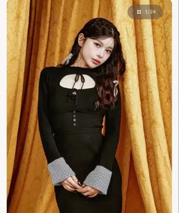 Darich 프론트 오픈 니트 미니 원피스