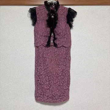 DAZZY 핑크 퍼플 레이스 타이트 드레스