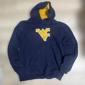 GEN 2 WVU 로고 네이비 후드티 짧은 기장 구제 의류 포인트 컬러