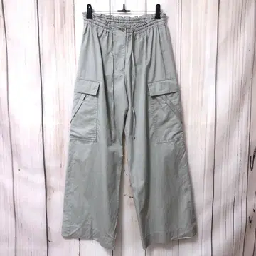 [ MULTIMIX ] 와이드 팬츠 카고 팬츠 허리밴딩 라이트 그레이 M