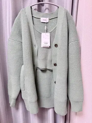 미사용 새상품 클라네 CLANE 뷔스티에 세트 니트 가디건