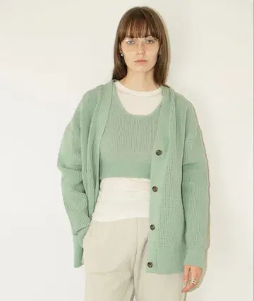 미사용 새상품 클라네 CLANE 뷔스티에 세트 니트 가디건