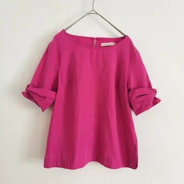 ARROW 턱 슬리브 블라우스 M 사이즈 핑크 리본 디자인