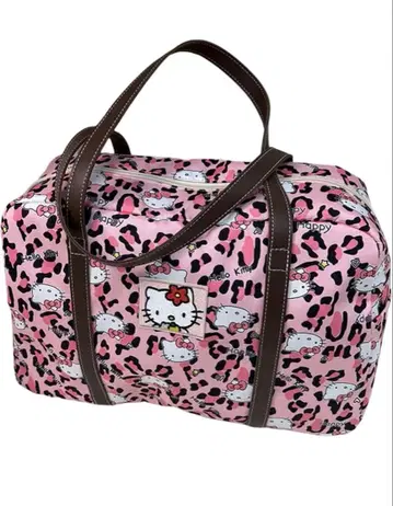 헬로키티 백 레오파드 무늬 핑크 보스턴 백