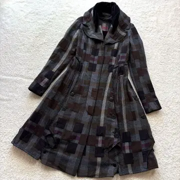 마리떼 프랑소와 저버 체크 무늬 디자인 플레어 롱 코트 A라인