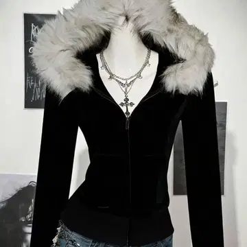 y2k 헤이세이 갸루 그런지 00s 페어리 그런지 퍼 후드티