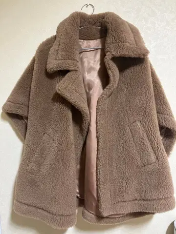 1회 사용 베어 판초 알파카 소재 라이트 브라운 테디베어 케이프