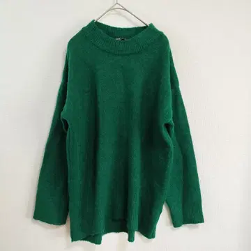 스트라디바리우스 니트 풀오버 S 그린 긴팔 모크넥