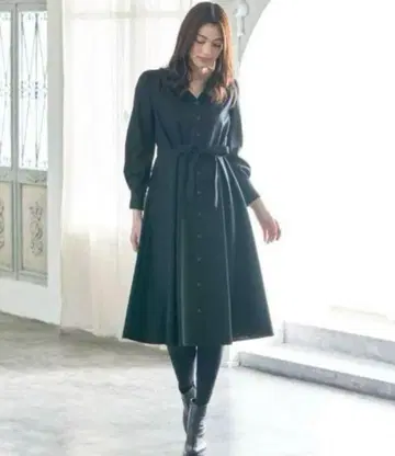 ANAYI 아나이 울 조젯 V넥 원피스 38 그레이