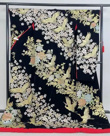 고급 색 우치카케 벨벳 블랙