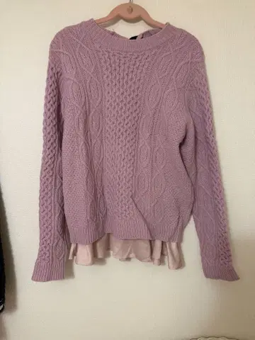 Lyioca 케이블 니트 스웨터 리본 포함