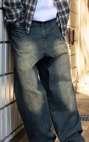 다크 블루 와이드 레그 데님