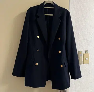 네이비 더블 브레스트 테일러드 자켓