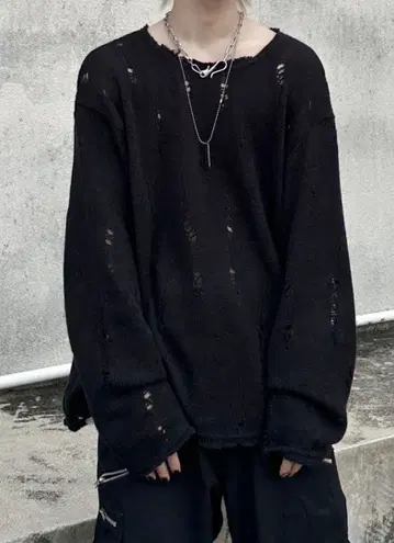 지하철+ 데미지 모헤어 니트