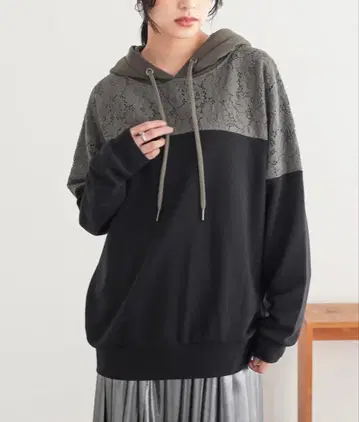 오샤레 워커 이소재 배색 후드티