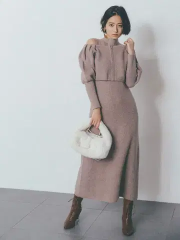 CELFORD 레이어드 니트 원피스