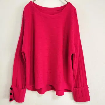 BLUE FRONCE 리브 니트 풀오버 M 상당 핑크 소매 버튼