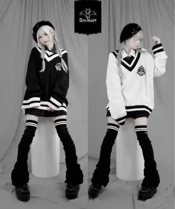 [ 완판템 ] DimMoire 학원 스웨터 화이트 화이트 디무모아르