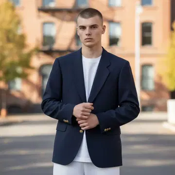 새상품급 XL AOKI 네이비 블레이저 골드 버튼 테일러드 자켓 AB6