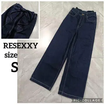 리젝시 RESEXXY 백리본 데님 팬츠 S 와이드 데님 팬츠