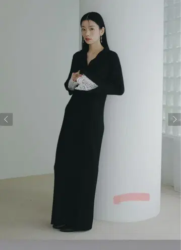 LAGUNAMOON 레이스 슬리브 네프 리브 니트 원피스