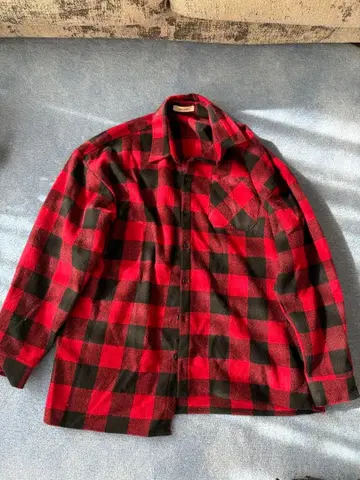 IKKU IKKU 빨검 체크 플란넬 셔츠