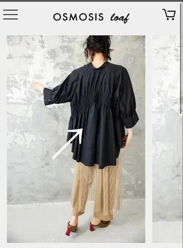 loaf 2WAY 셔링 개더 블라우스 [ 미개봉 새상품 ] 블랙