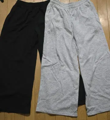 유니클로 맨투맨 와이드 팬츠 블랙 그레이 L 사이즈