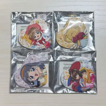 카드캡터 사쿠라 하트형 캔뱃지 4개 세트